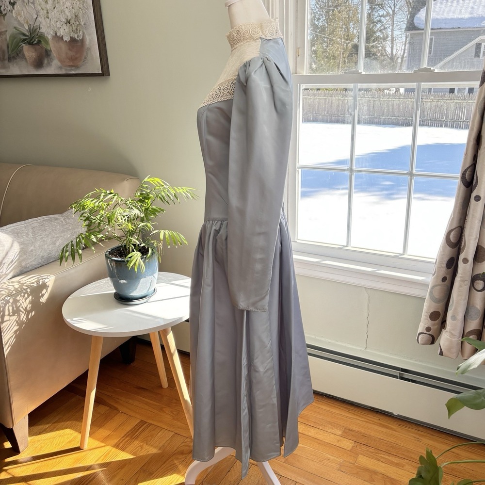 Gunne Sax by Jessica McClintock Blue Ivory Lace Vintage Dress Size 11 - Picture 5 of 15